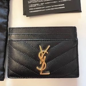 Saint Laurent YSL caviar card holder black/gold